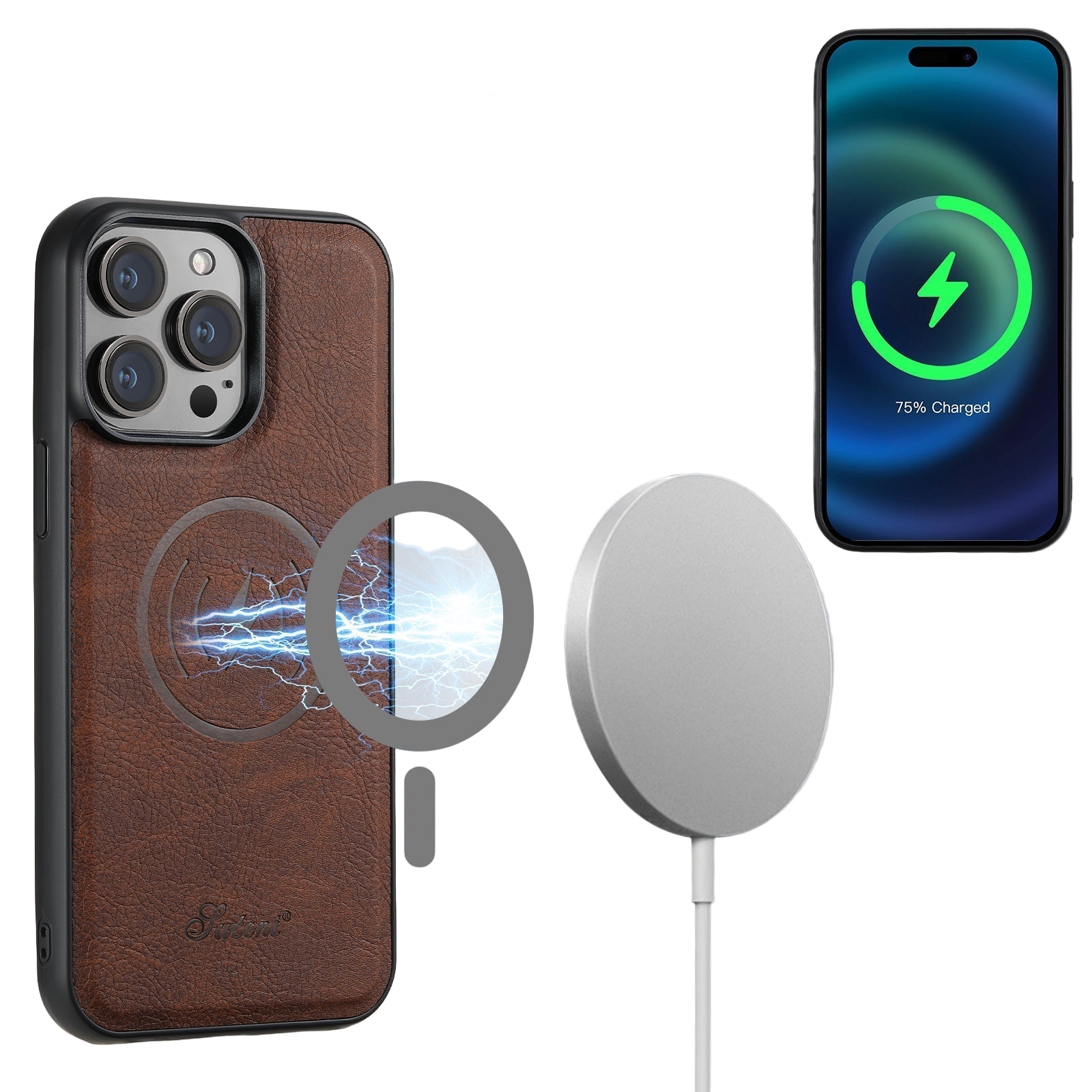 Elegant lommebokveske for mobiltelefon med flere kortspor og magnetisk lukkemekanisme for sikker oppbevaring.