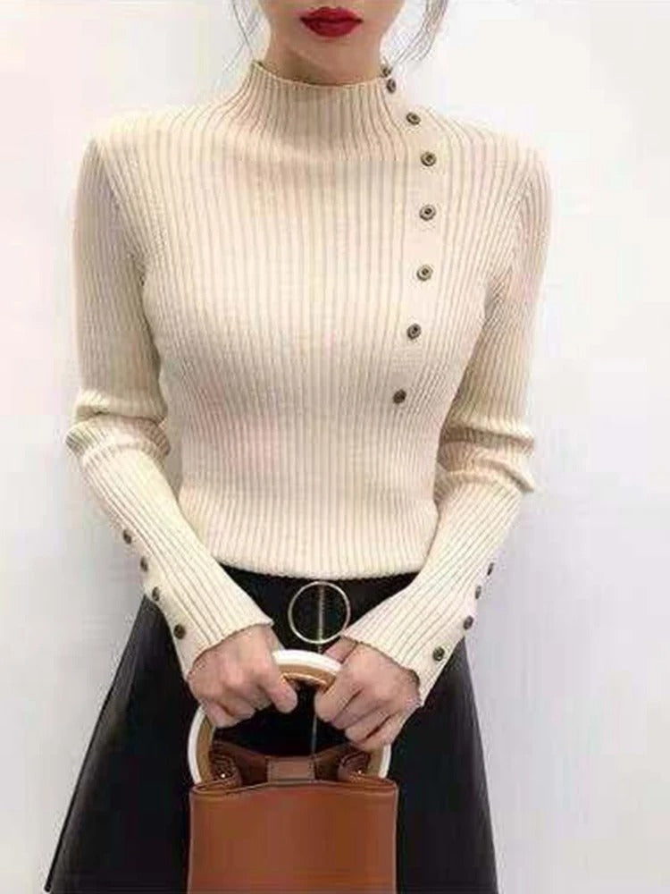 Slank og elegant turtleneck for kvinner, langermet genser med komfortabel strikk.