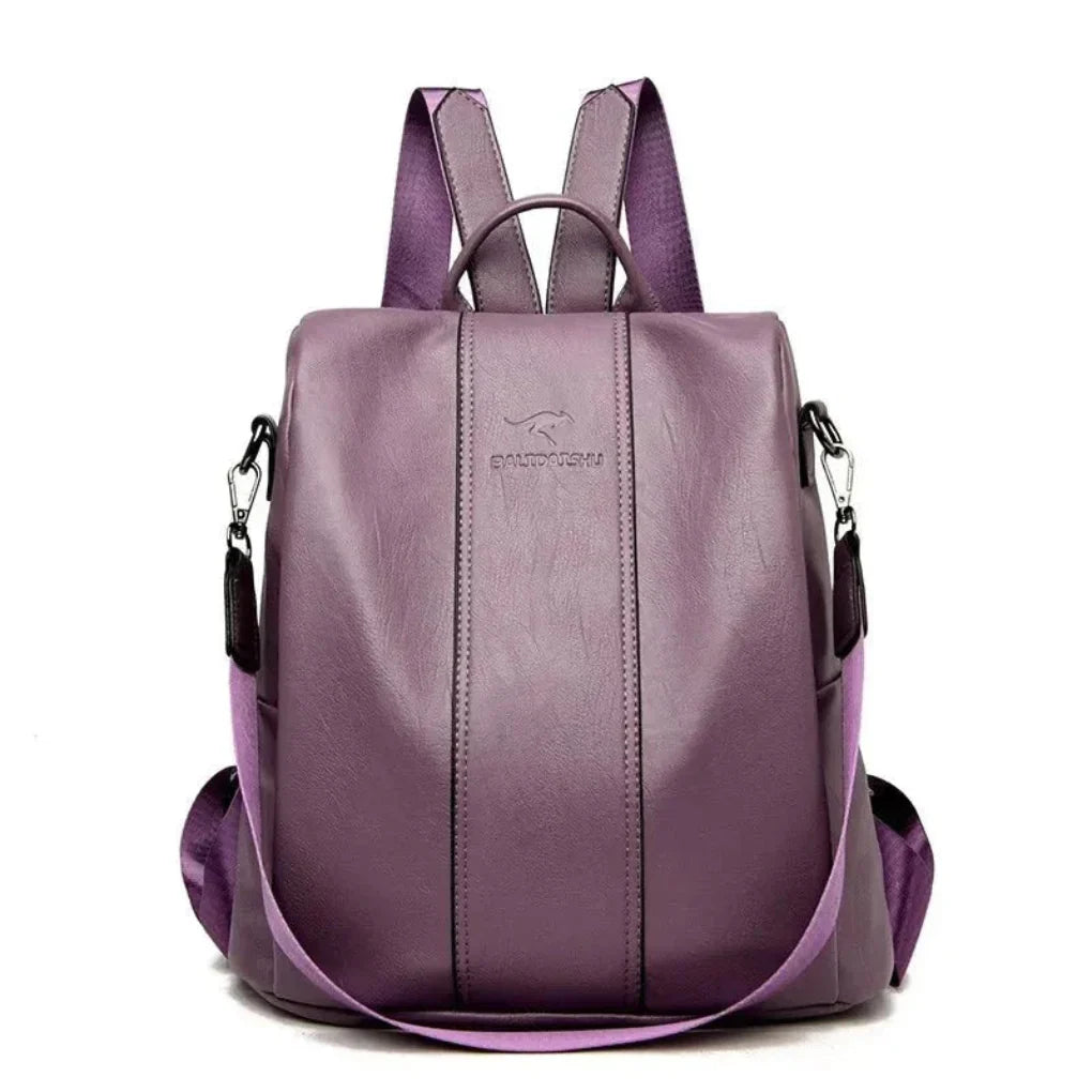 Dameveske ryggsekk: Elegant PU-skinn, tyverisikker. Ideell hverdag/reiseveske med komfortable stropper.