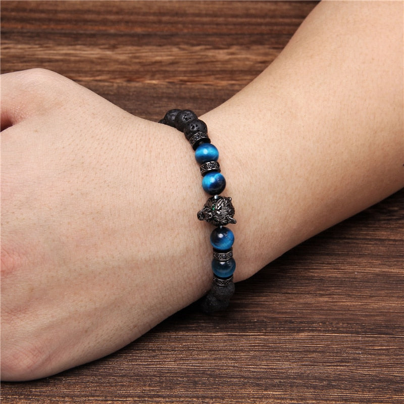 Komfortabelt elastisk Ulve Tigerøye armbånd. Naturstein for daglig styrke og stil, passer perfekt til håndleddet.