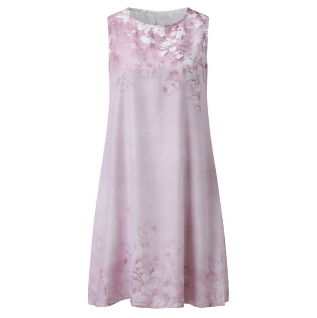 Elegant knelang blomsterkjole, vintage look, perfekt for våren og sommeren.