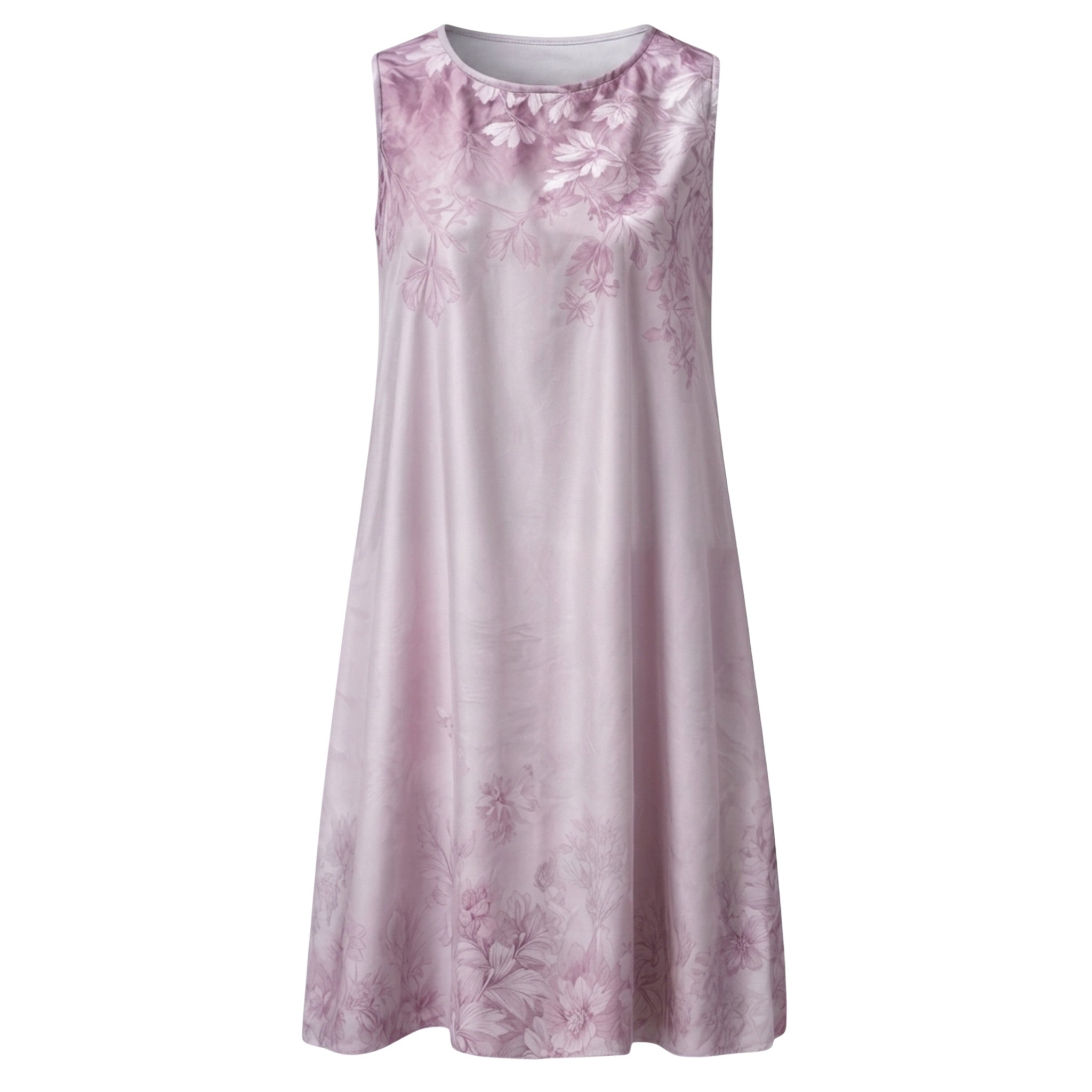 Vårkjole for damer, ermeløs med levende blomstermønster, elegant og feminin for sesongen.