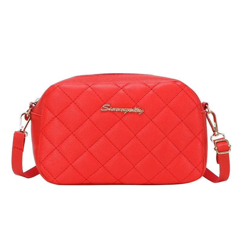 Vattert PU-skinn skulderveske for dame. Elegant veske med glidelås, ideell som crossbody tilbehør.