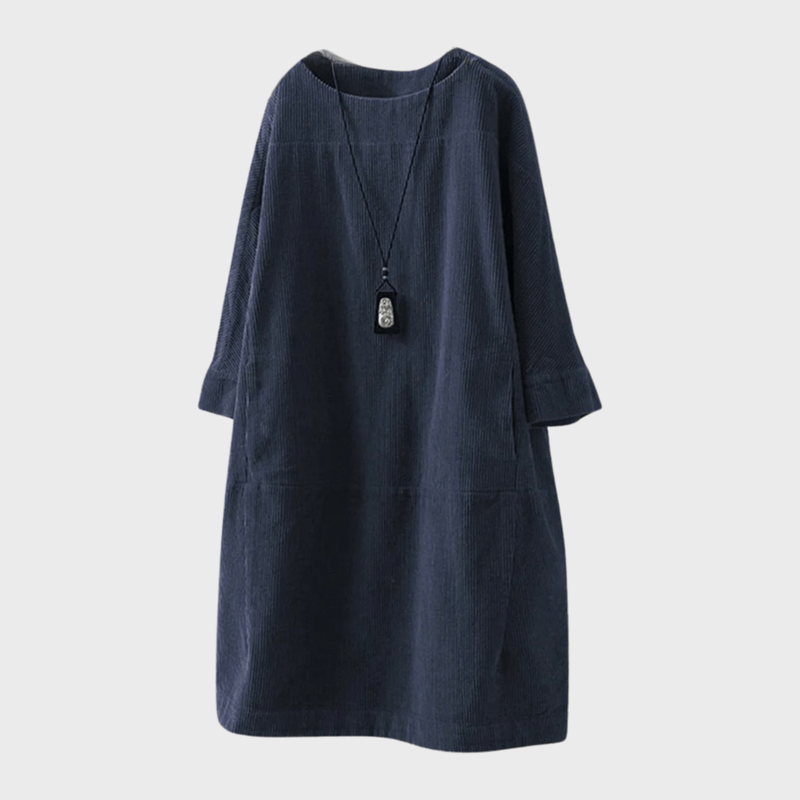 Dame vintage velour midi kjole stylet for fest. Elegant og klassisk velourkjole, perfekt til spesielle anledninger.