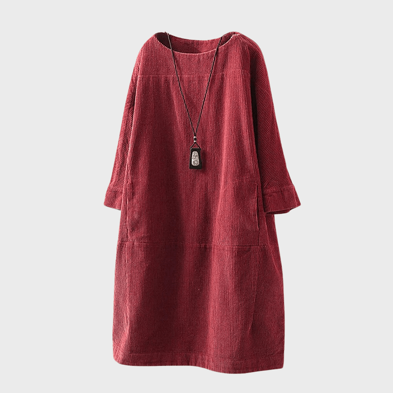 Behagelig vintage velour midi kjole, ideell som hverdagskjole. Klassisk damekjole i myk velour for en elegant look.