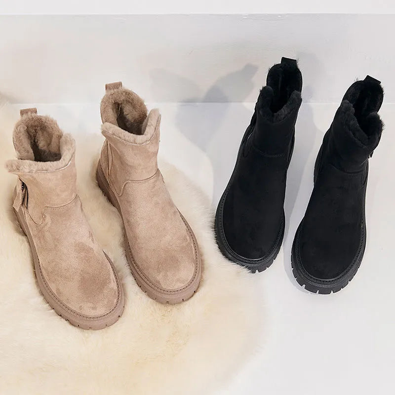 Stilige casual kvinneboots i beige/svart med ortopedisk støtte for komfort og elegant hverdag.