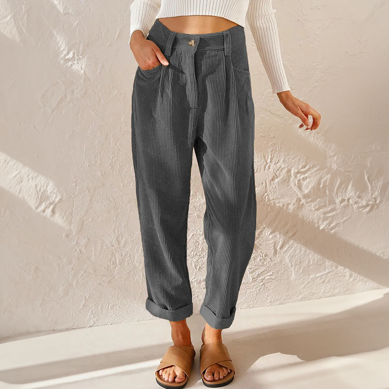 Moteriktige høytlivsbukser for kvinner, med et tidløst vintage preg for en stilfull garderobe.