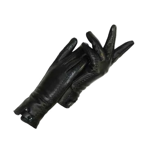 Elegante damehansker i vintage skinn med varmt fôr for vinteren. Komfortable skinnhansker.