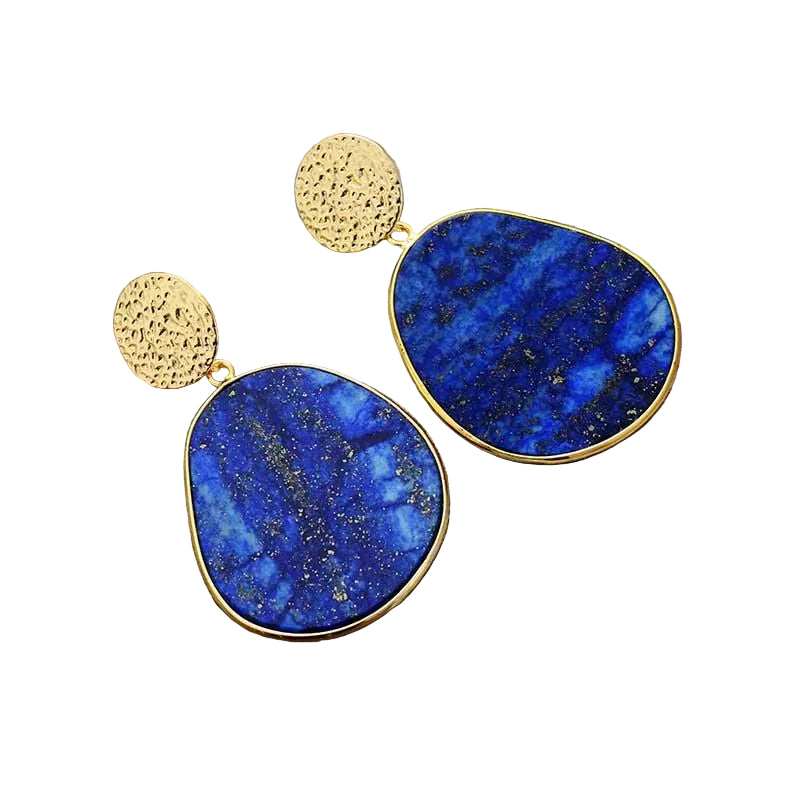 Elegante håndlagde blå lapis lazuli øredobber for kvinner, unikt design.