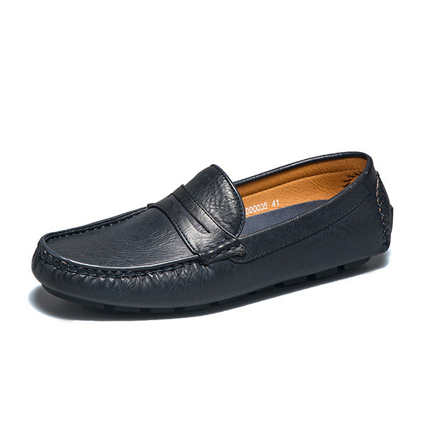 Blå herre loafers i premium skinn, moderne fritidssko som kombinerer komfort og tidløs stil.