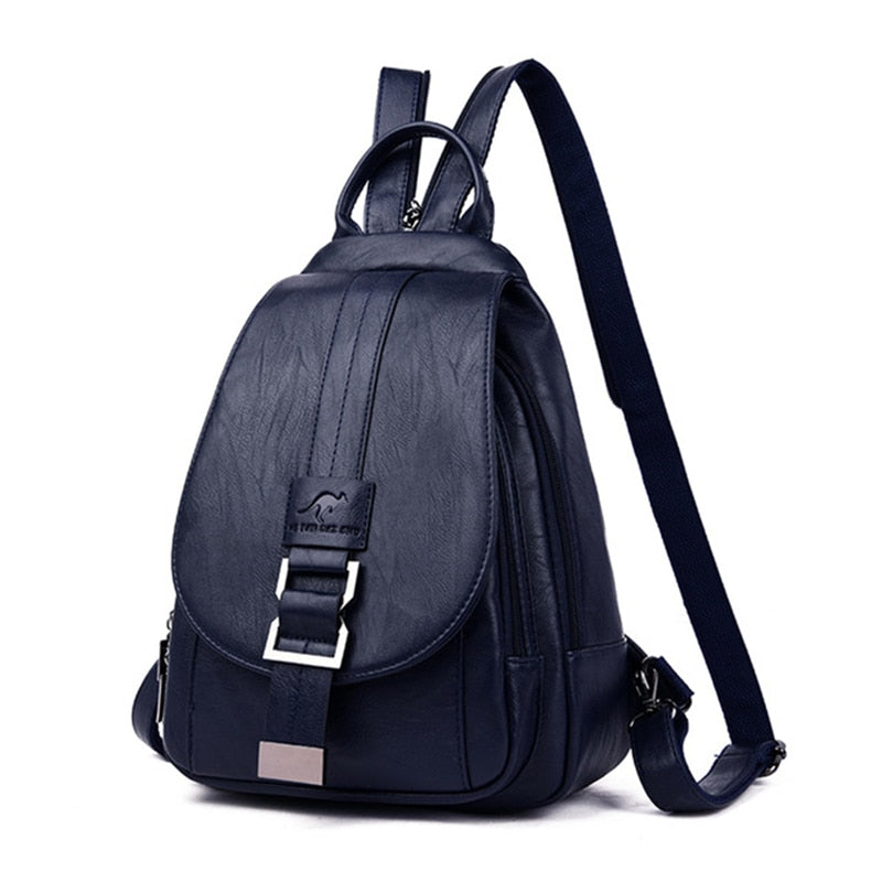 Eleganter Damen Lederrucksack in Schwarz mit sicherer Reißverschlussöffnung, stilvoll und funktional
