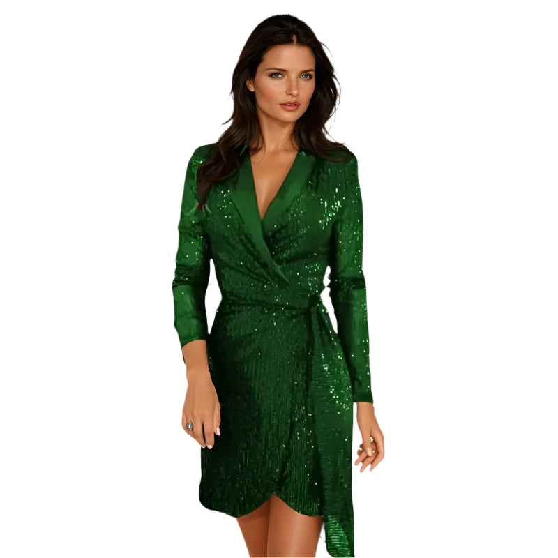 Elegant dame blazer kjole med glitterdetaljer, festlig look for spesielle anledninger