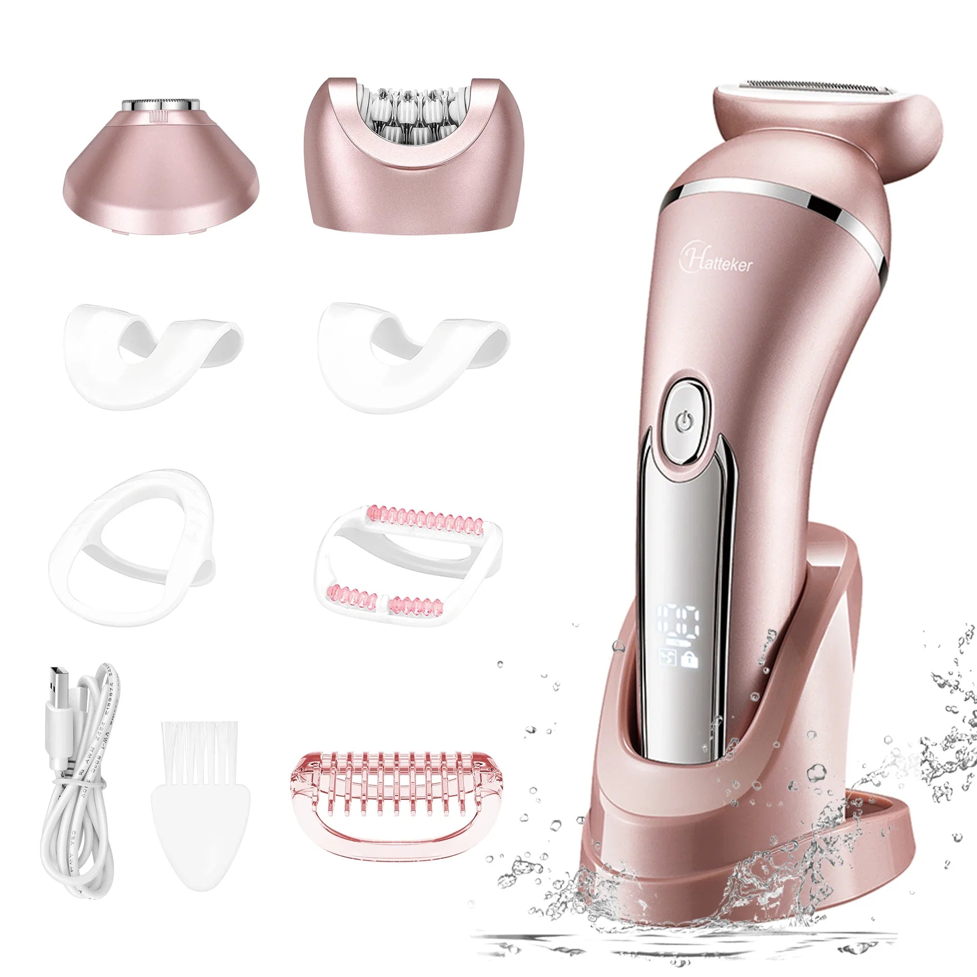 Oppladbar elektrisk epilator for våt og tørr bruk. Fjerner hår skånsomt for varig glatt hud.