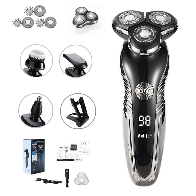 Vanntett elektrisk barbermaskin brukt for våtbarbering i dusjen, sikrer glatt og hudvennlig barbering for menn.