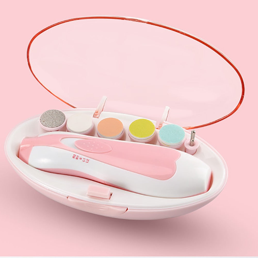 Elektrisk negletrimmer for enkel og trygg babypleie hjemme eller på reise. Stillegående for sovende babyer.