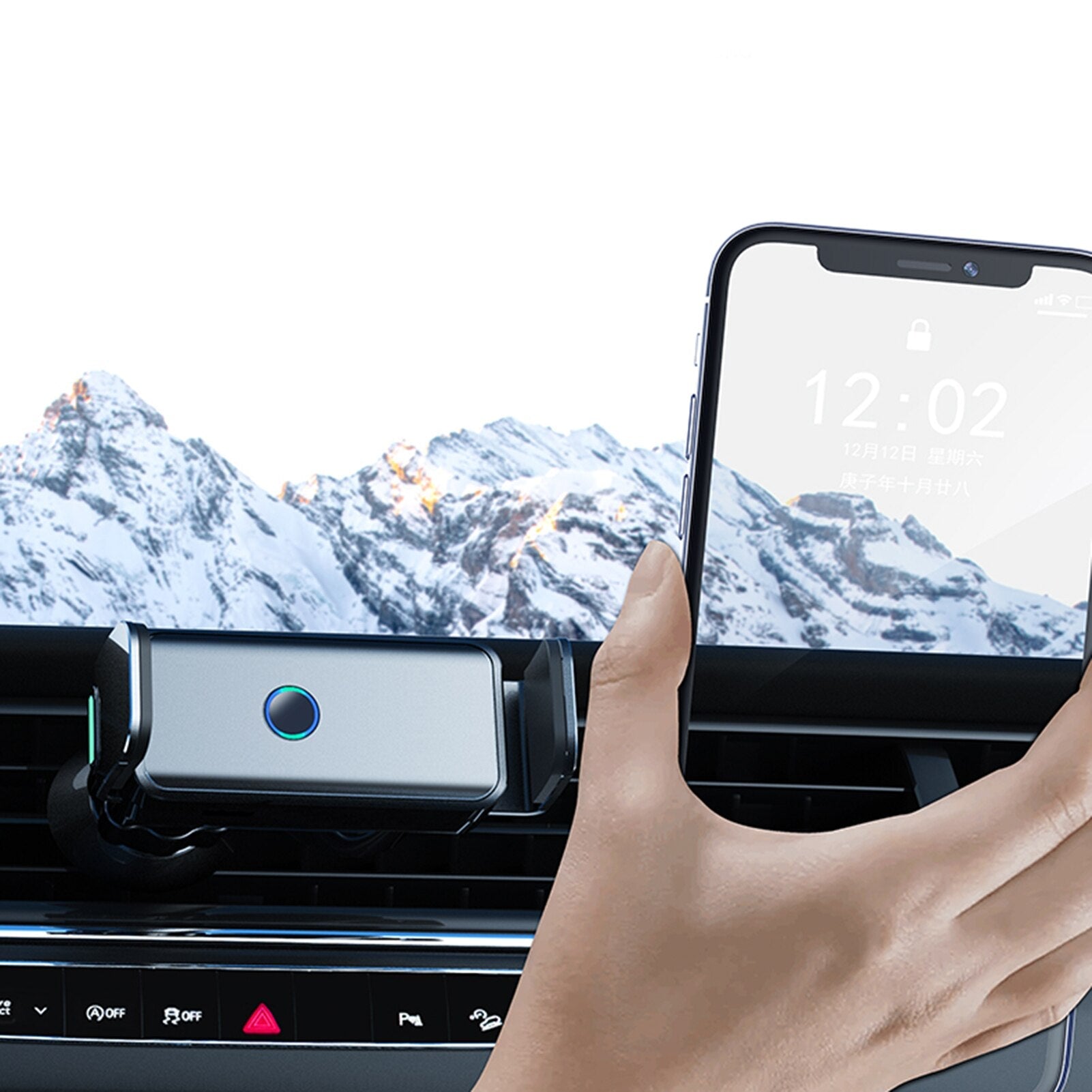 Kraftig elektrisk telefonholder for bil med automatisk gripefunksjon, sikrer din smarttelefon trygt og stabilt.