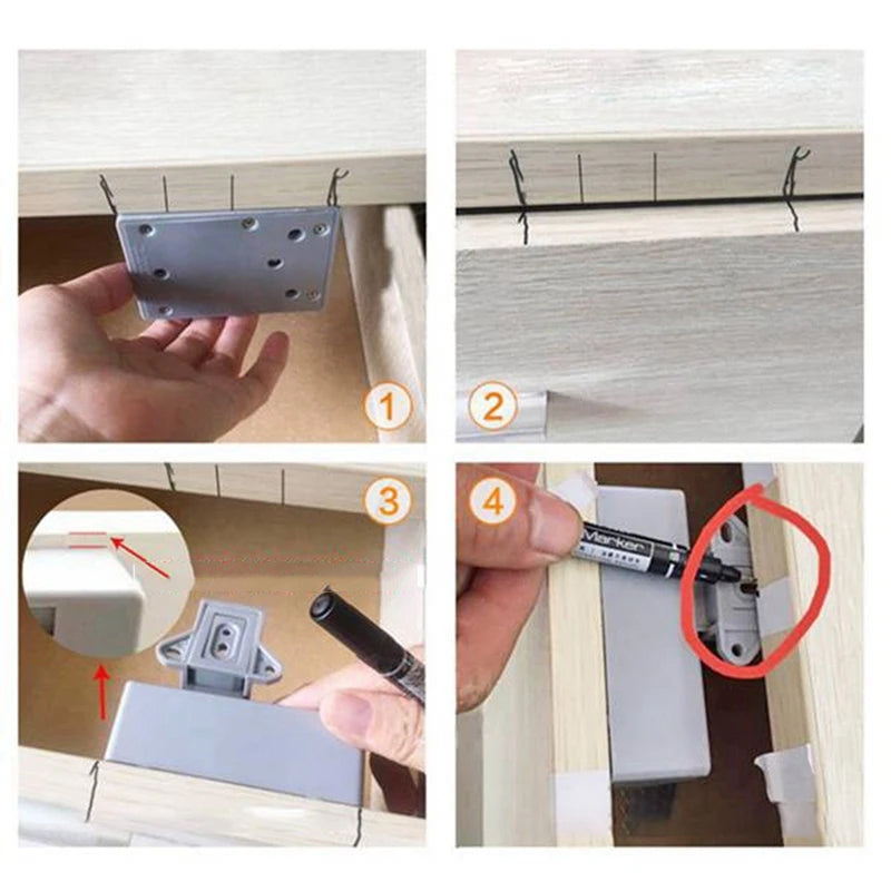 Komponenter for elektronisk skaplås: RFID-kort, lås, og installasjonsverktøy; for komplett DIY-sikkerhet.