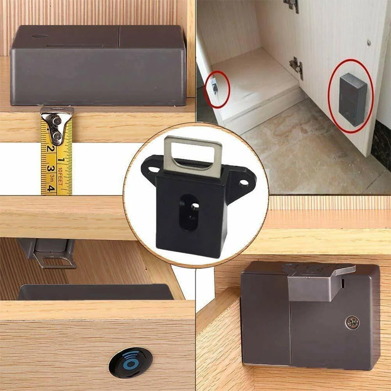 Treskap med integrert, usynlig elektronisk skaplås for sømløs hjemmesikkerhet og et rent utseende.