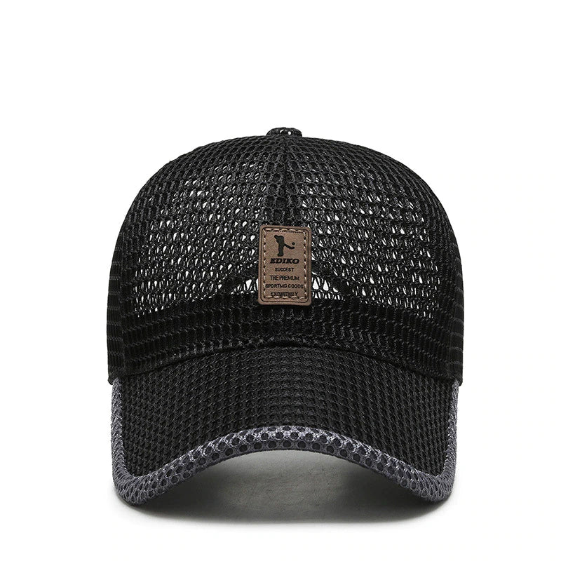 Stilig grå unisex caps med god ventilasjon og UV-beskyttelse, ideell for sommerdager og fritidsaktiviteter.