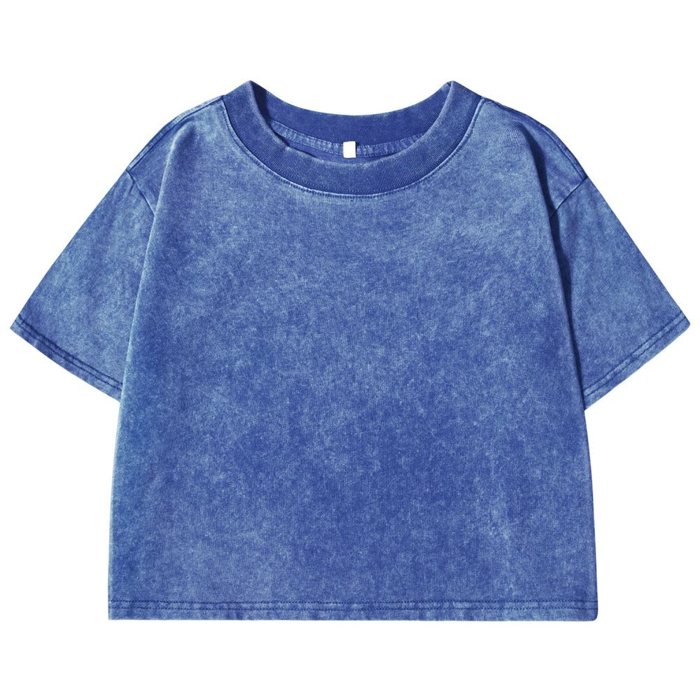 Sommerklar t-skjorte for kvinner, slim fit, ensfarget med vasket finish, rund hals, super komfort.
