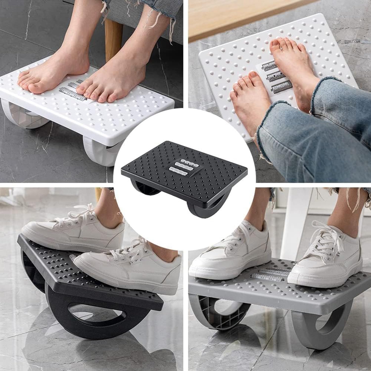 Komfortabel fotstøtte med massasje for økt velvære. Essensiell for ergonomisk kontorutstyr/hjemmekontor.