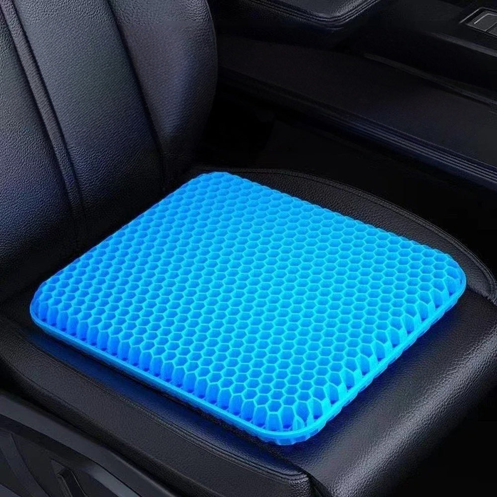 Komfortpute: Gel setepute for ergonomisk sittestøtte, ideell for kontorstol, bilsete og langvarig bruk.