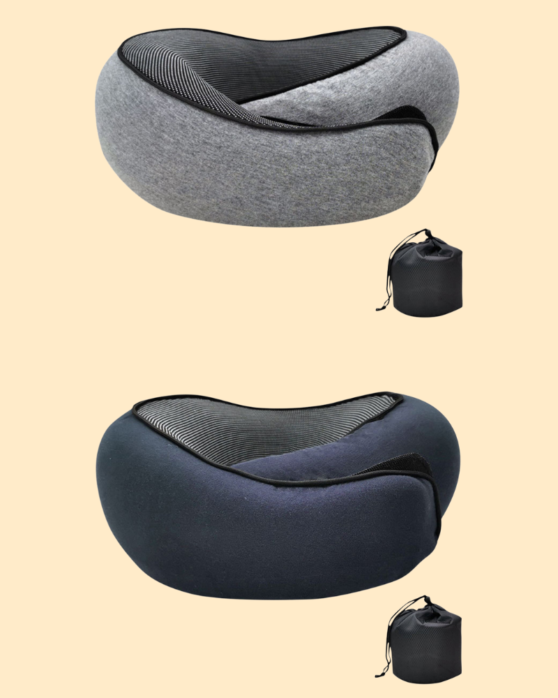 Ergonomisk minneskum nakkepute for reise, gir optimal komfort og støtte under lange turer.