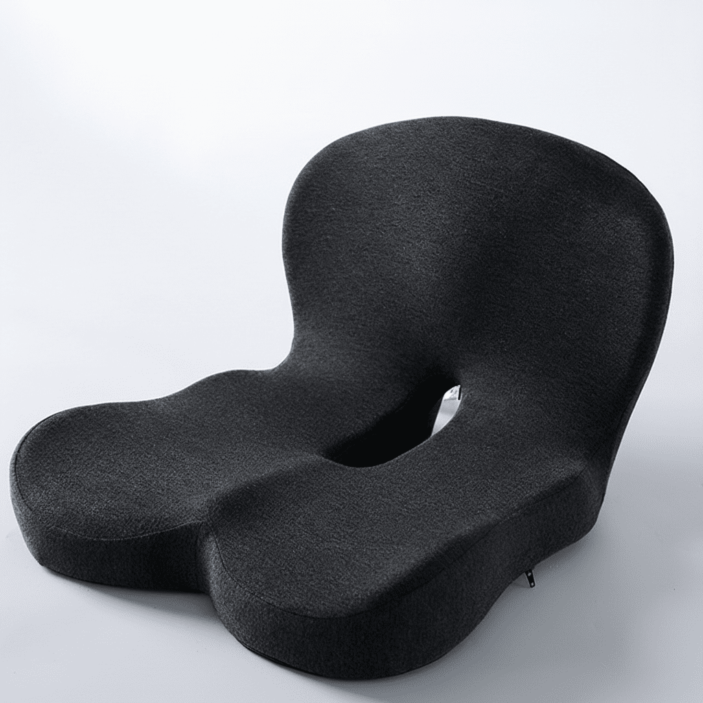 Komfortabel, ergonomisk sittepute med memory foam for bedre sittestilling.