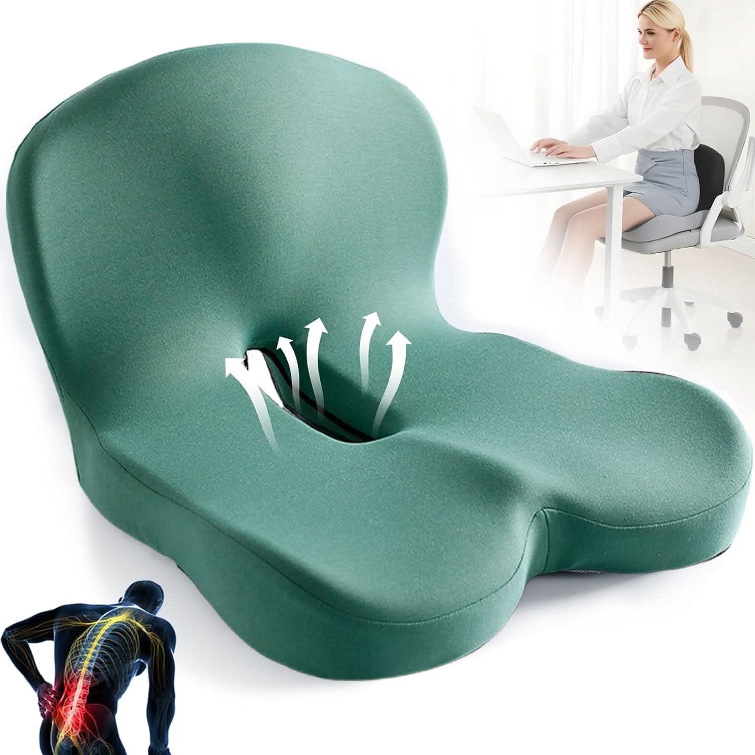 Ergonomisk bilsete-sittepute for komfortabel reise og langtur uten ubehag.
