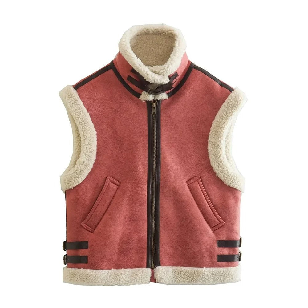 Trefarget ermeløs polo-topp for kvinner med stilfull glidelås. En moderne vest for elegant og uformell mote.