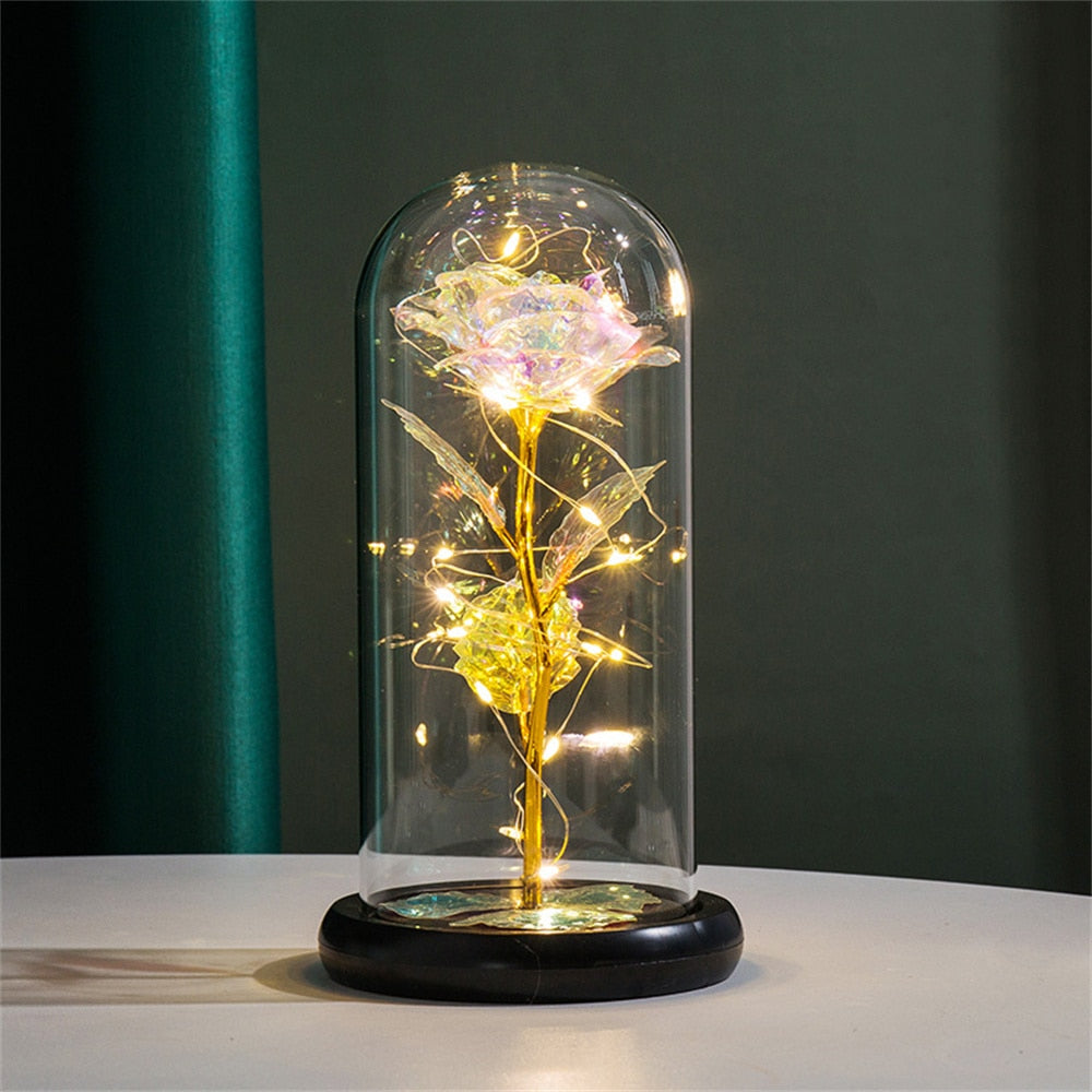 Valentinsdag gave: Magisk rosekuppel med LED-lys, en uforglemmelig gest for kjæresten.