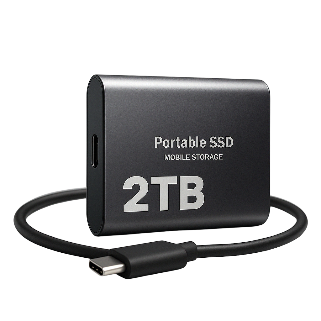 Ekstern SSD med USB-C for rask dataoverføring og 2TB lagring