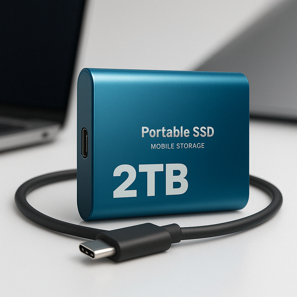 Kompakt, støtsikker ekstern SSD ideell for høyhastighets USB-C-tilkobling