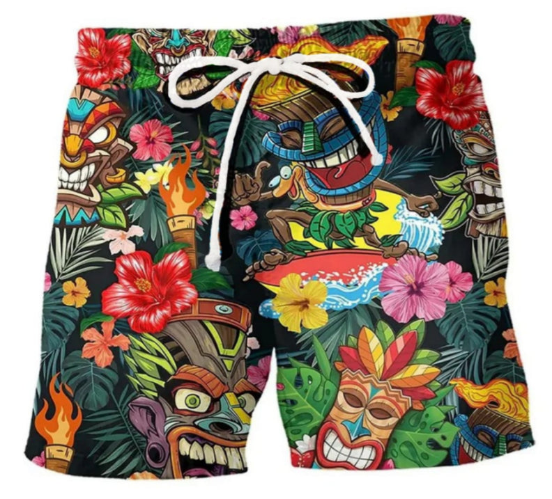 Sommerlige herre badebukser med trendy graffiti mønster. Fargerikt badetøy for en aktiv livsstil.