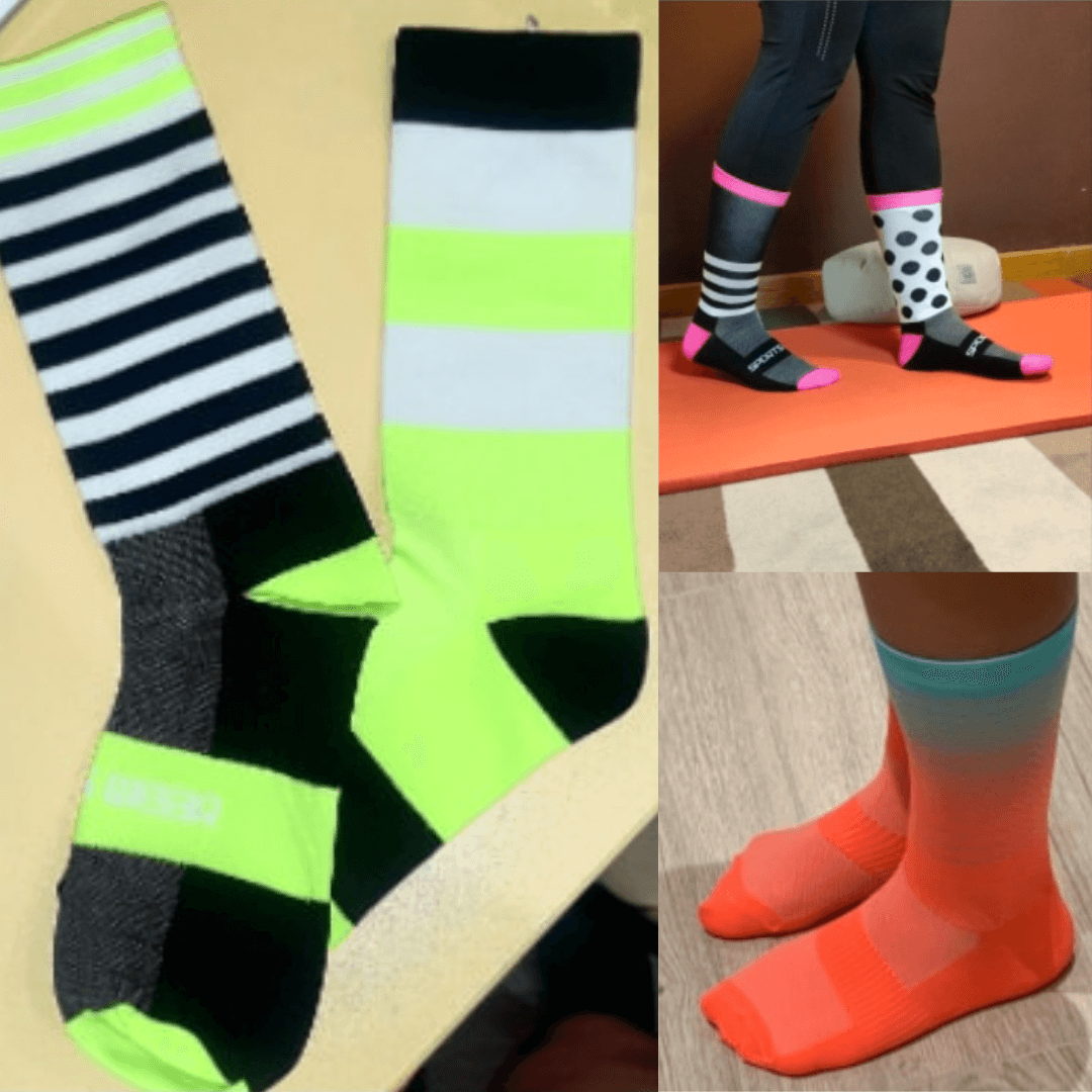 Sportssokker med unikt design, fargerikt og funksjonelt for unisex bruk.