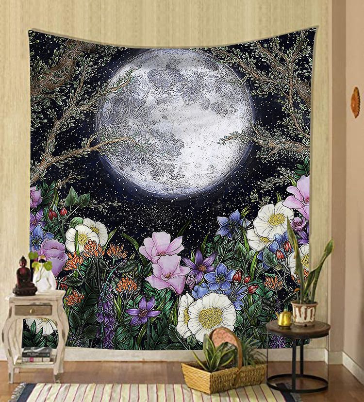 Veggteppe med fantasy-tema, myk flanell/polyester, dekorativ veggkunst for et koselig hjem.