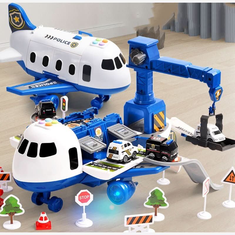 Komplett flysett barn med flere lekefly og biler. Timer med underholdende og kreativ lek.