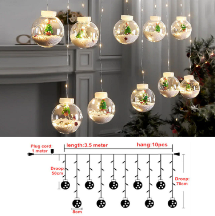Allsidige kuleformede LED-julelys for innendørs/utendørs bruk. Fjernkontroll for enkel justering av belysning.