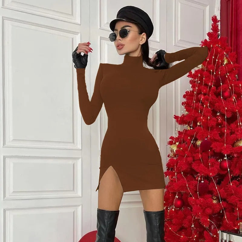 Kvinner: Elegant langermet bodycon minikjole, slimfit og stilfull.
