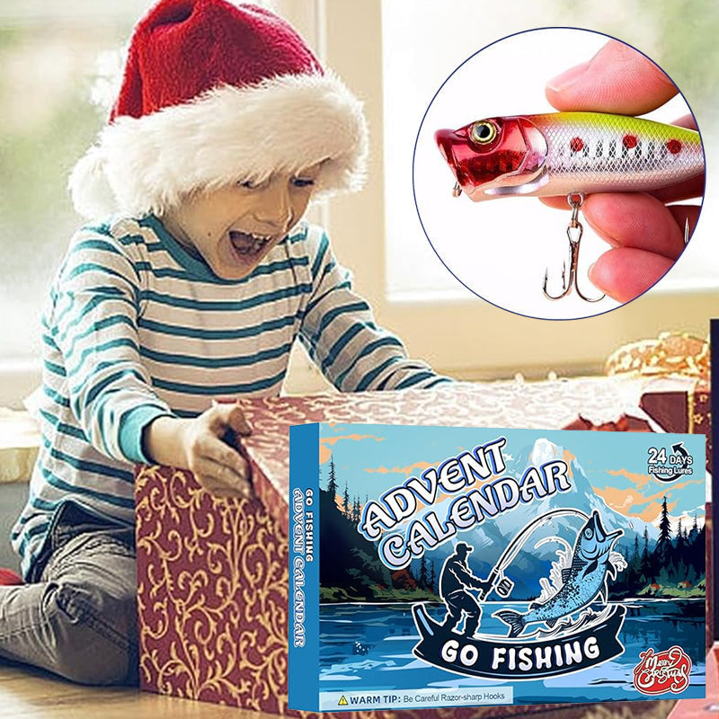 Fiskeutstyr adventskalender med 24 luker. Perfekt julegave for sportsfiskeentusiaster.