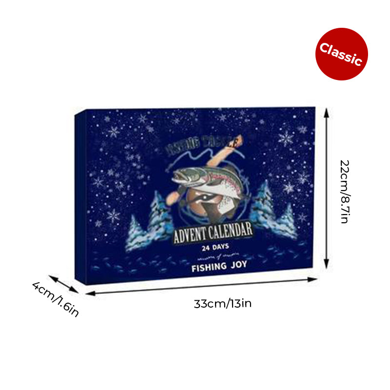 Praktisk og morsom adventskalender for fiske, med 24 luker med nytt fiskeutstyr.