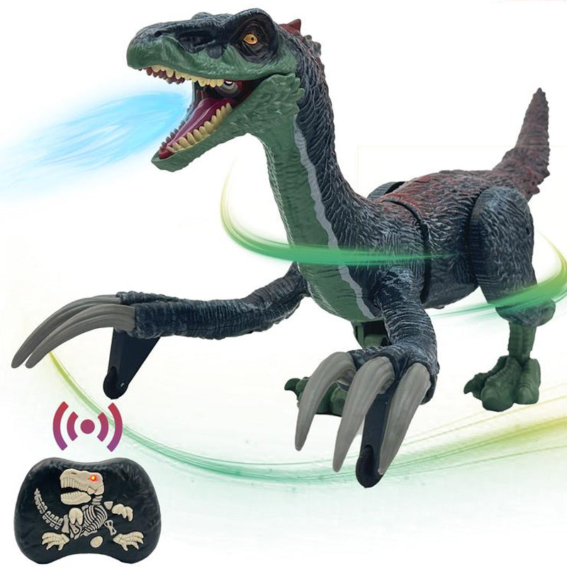 Fjernstyrt dinosaurleke i bevegelse, skaper realistisk spenning for barn. Med lys og tåke.
