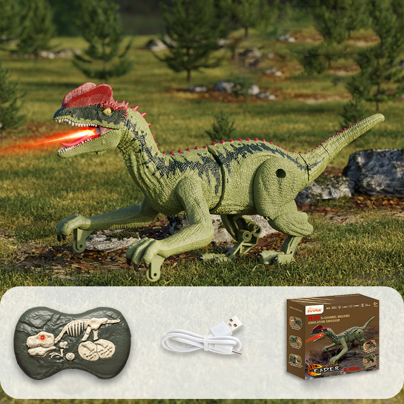 Lærerik fjernstyrt dinosaurleke, perfekt for nysgjerrige barn. Med lys, lyd og tåke.