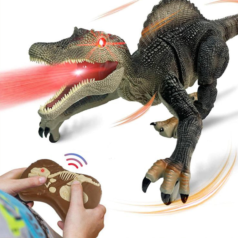 Fjernstyrt dinosaurleke og kontroller. Klar for interaktiv lek med tåkeeffekt og lys.