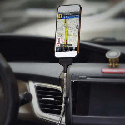 Universal fleksibelt stativ og ladekabel for smarttelefoner; enkel i bruk.