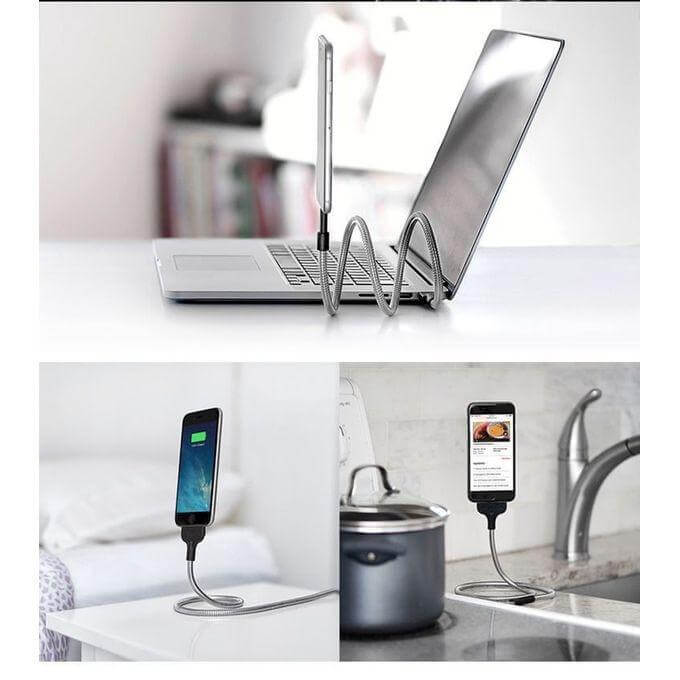 Fleksibel universal mobilholder med integrert ladekabel Type-C for Android-enheter.