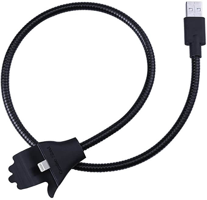 Praktisk telefonstativ med integrert ladekabel Type-C for alle smarttelefoner.
