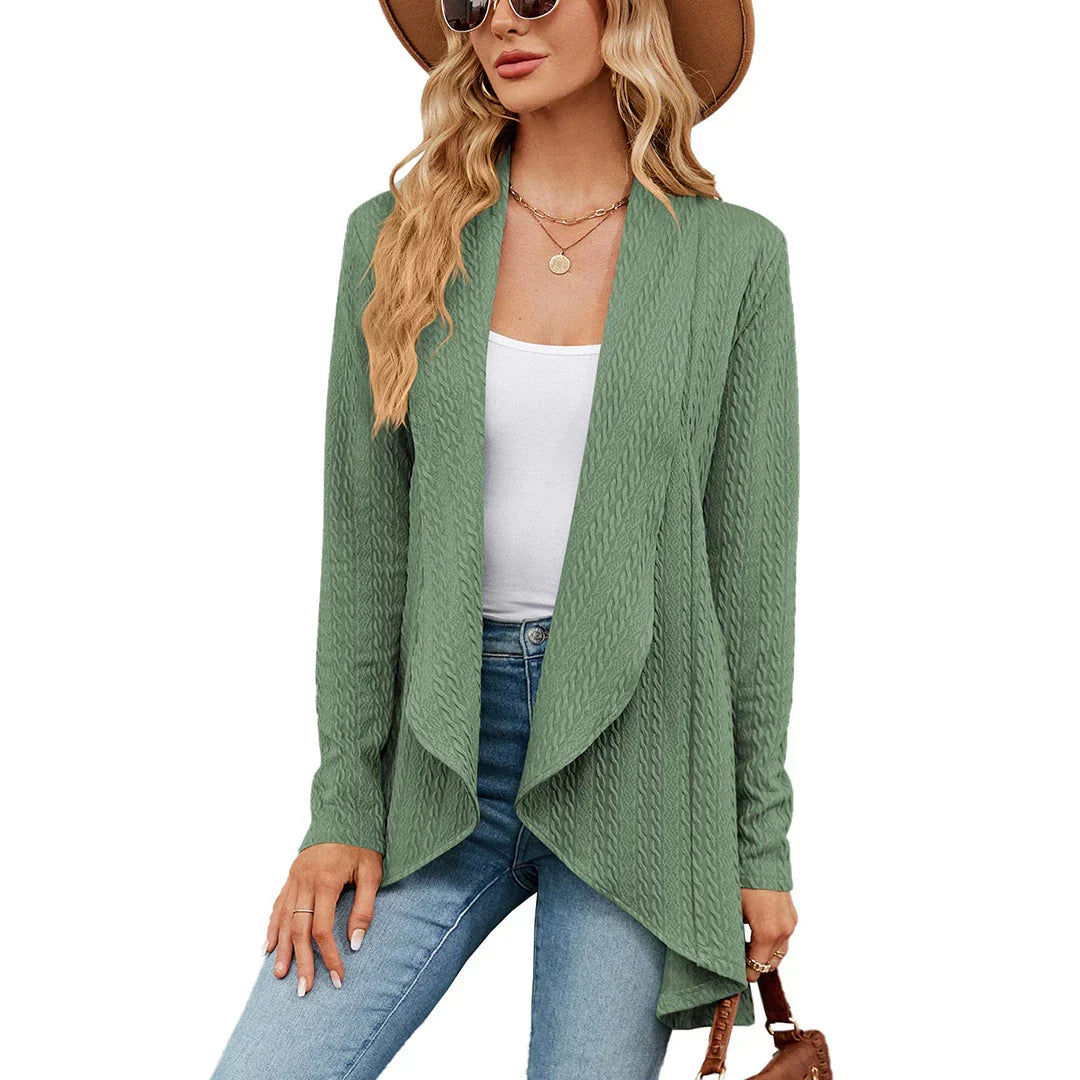 Komfortabel damecardigan, lang modell. Ypperlig for høst og vår, casual stil.