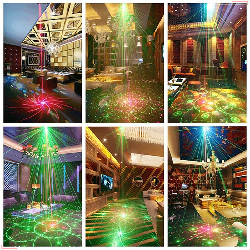 Kompakt flerfarget laserlys til fest og eventer, egnet som scenelys, partylys og utebelysning.