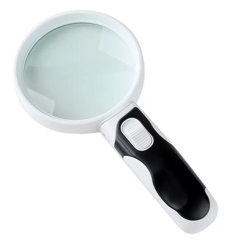 Praktisk forstørrelsesglass med LED-lys, nyttig for lesing, hobby og undersøkelse av detaljer.